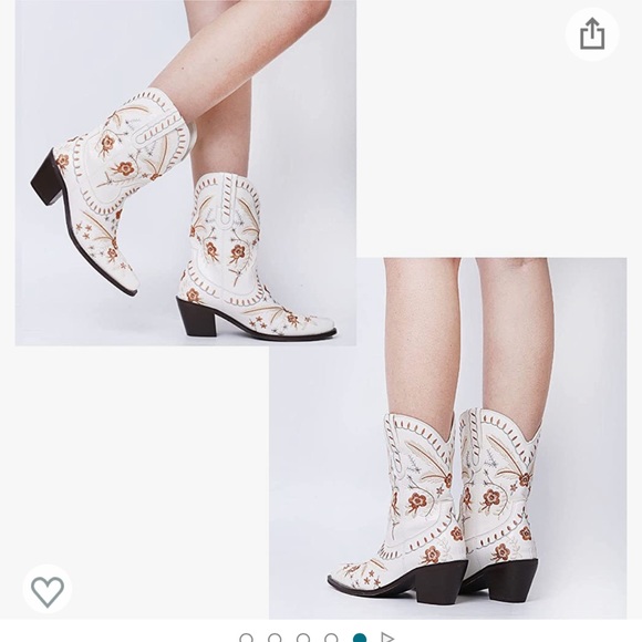 White Embroidered Cowgirl Boots - Picture 2 of 5